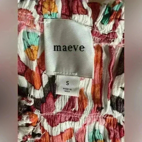 Maeve multicolor ruffle yoke blouse with flowy sleeves; size S - Picture 5 of 7